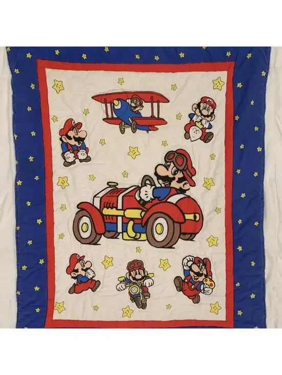 Vintage Super Mario Nintendo Baby Blanket Quilt Comforter 32”x41” crib size - Picture 2 of 9